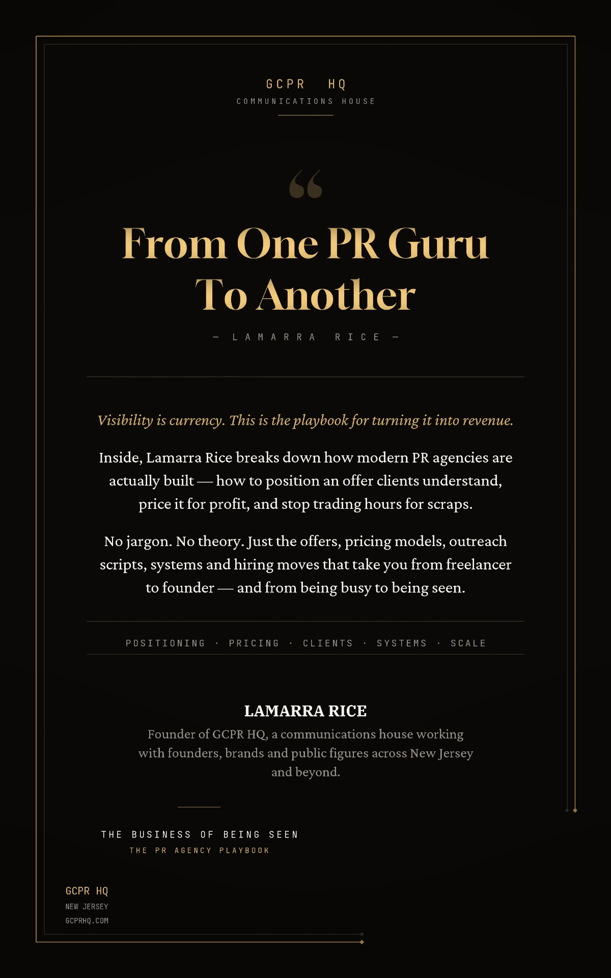 Back cover of The Business of Being Seen showing the book description