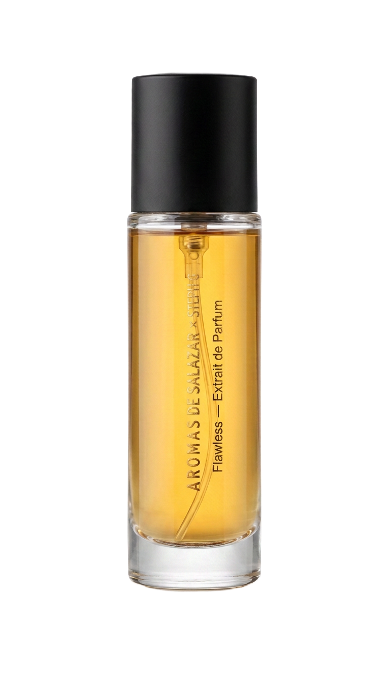 Flawless 35% extrait bottle with gold detailing
